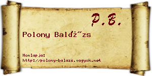 Polony Balázs névjegykártya